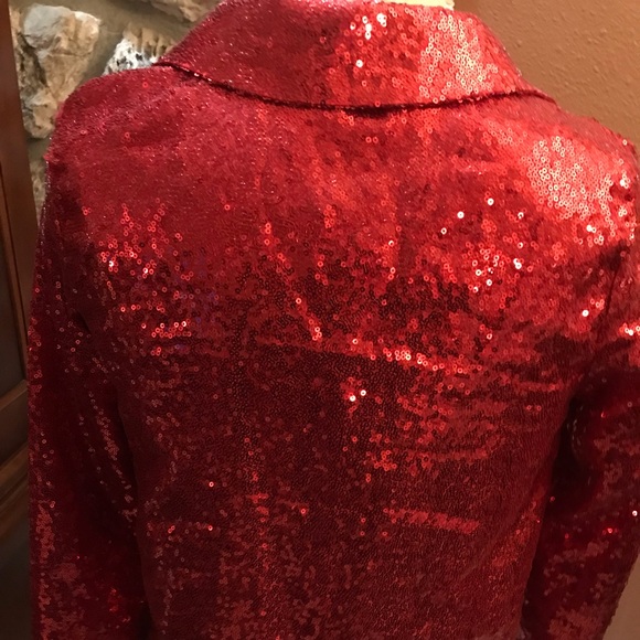 Red sequined lined jacket - Picture 5 of 10